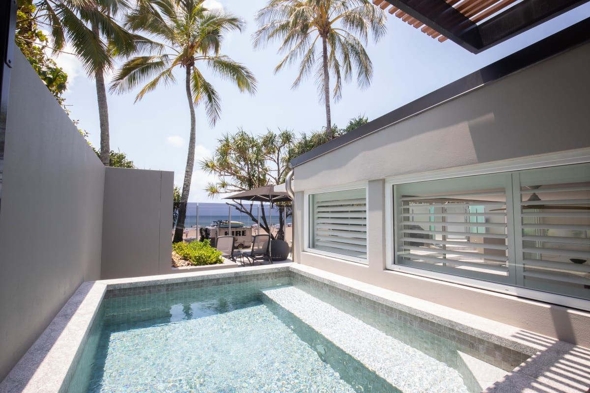 Private pool at luxury Noosa accommodation with ocean views